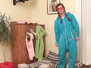 Pajama Striptease From A Horny Solo Teenager